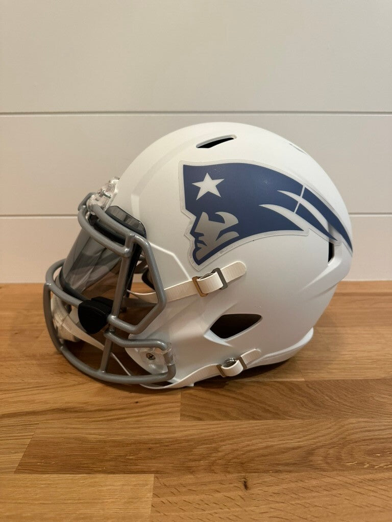 Christian Gonzalez Signed Patriots Lunar Full Size Speed Replica Helmet Beckett