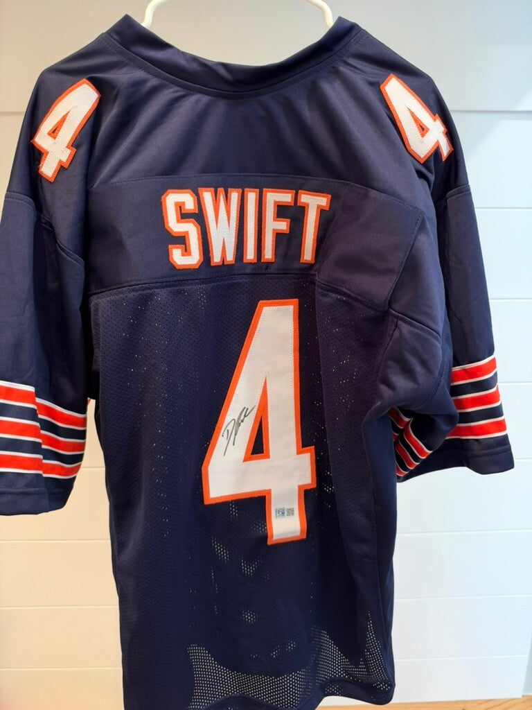 D'Andre Swift Signed Chicago Bears Navy Custom Jersey #4 GT Authentication