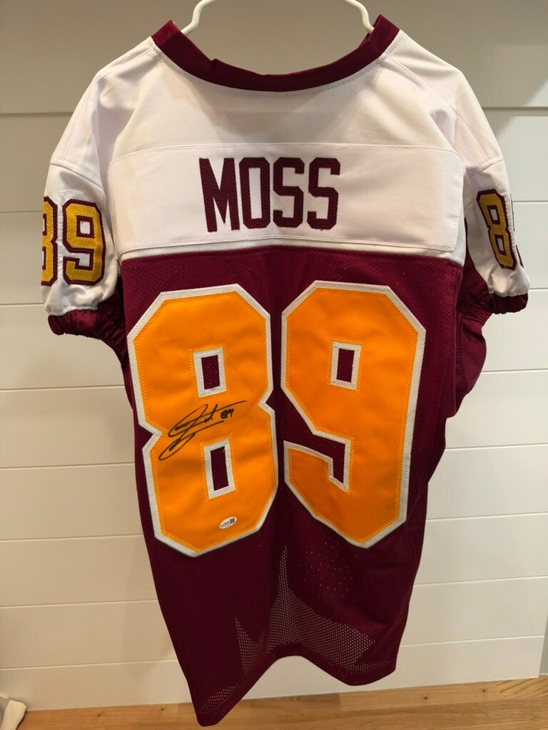 Santana Moss Signed Washington #89 Burgundy Gold Custom Jersey JSA Certified