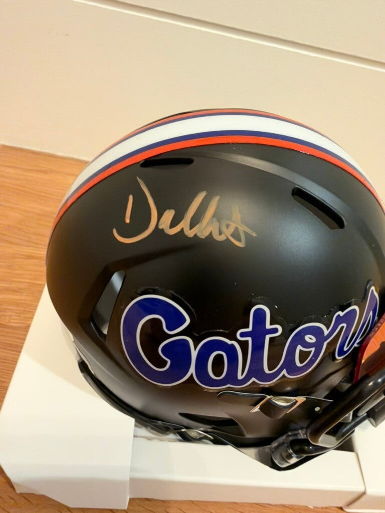 Dallas Wilson Signed Florida Gators Black Mini Helmet Orange Visor JSA COA