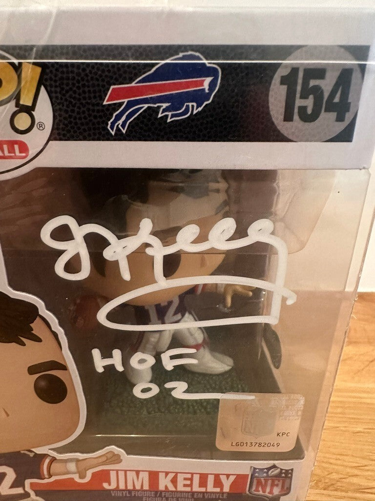 Jim Kelly Signed Funko Pop #154 Buffalo Bills HOF 02 Beckett Witnessed