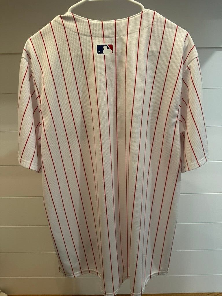 Nike Philadelphia Phillies MLB Baseball Jersey White Red Pinstripe Size Large