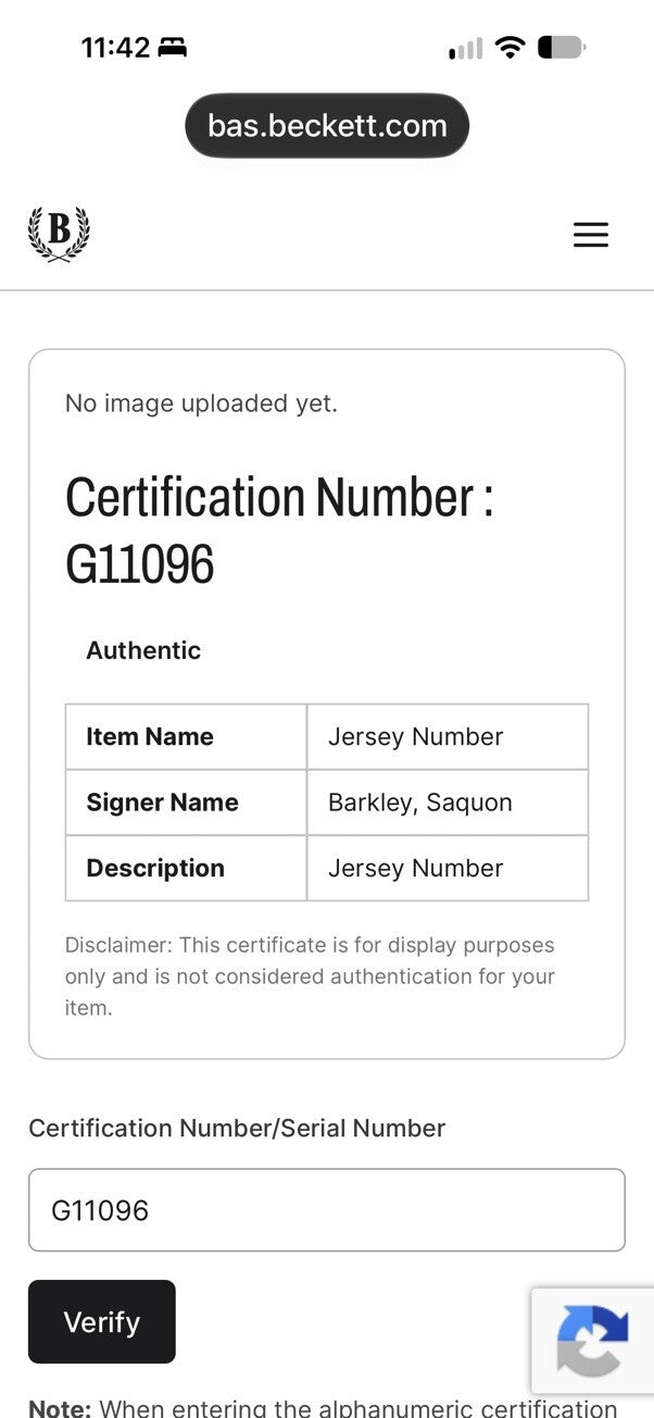 Saquon Barkley Signed New York Giants #26 Blue Custom Jersey XL Beckett