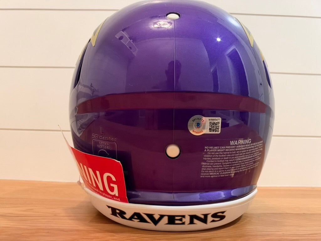 Ed Reed Signed Ravens Full Size Authentic Speed Helmet Purple Visor Beckett