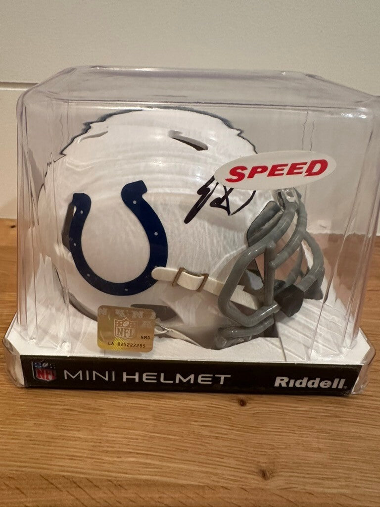 Edgerrin James Signed Colts Speed Mini Helmet Beckett Witnessed BAS Riddell