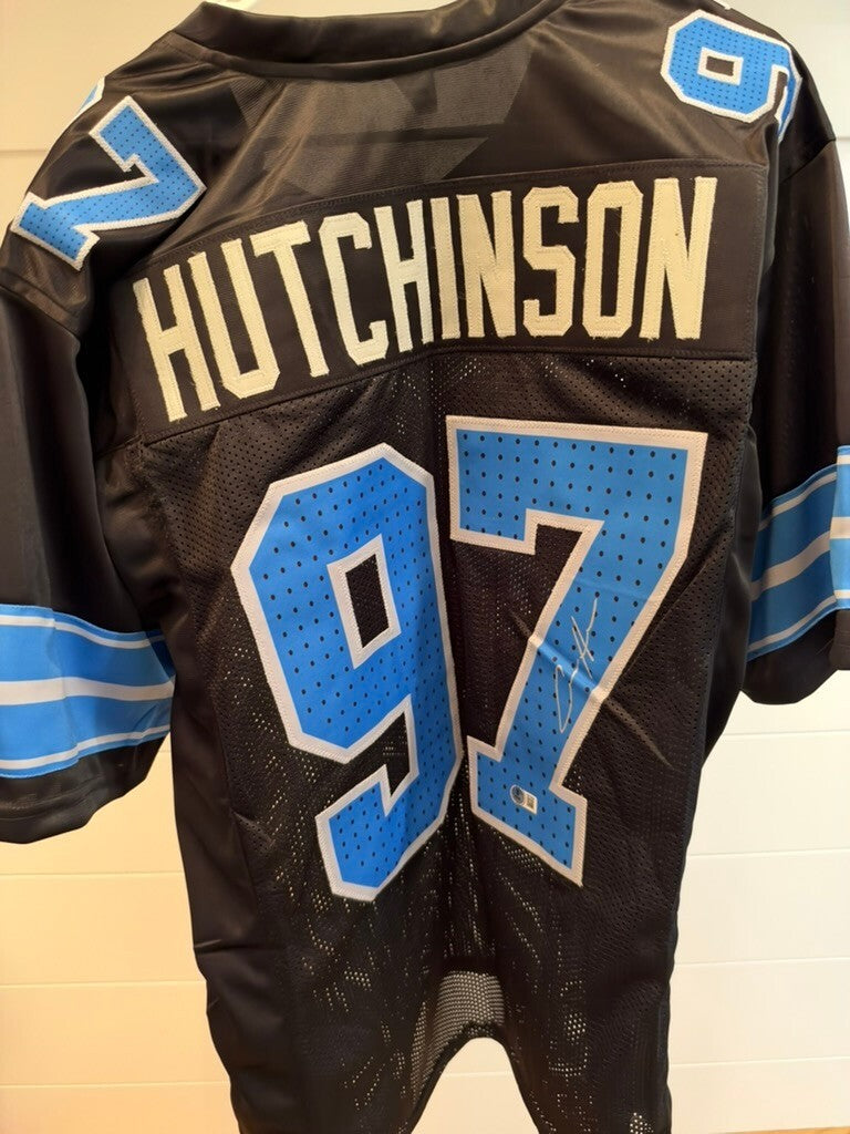 Aidan Hutchinson Signed Detroit Lions #97 Black Custom Jersey Beckett BAS