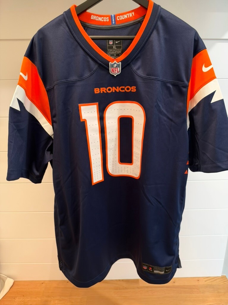 Bo Nix Signed Denver Broncos Nike Game Jersey Navy XL #10 Beckett Witnessed