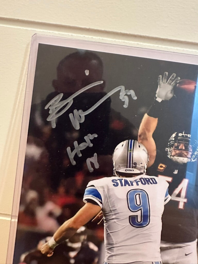 Brian Urlacher Signed Chicago Bears 8X10 Photo HOF 18 Beckett Witnessed