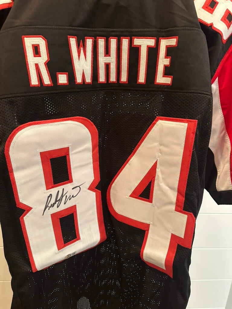 Roddy White Signed Atlanta Falcons #84 Black Jersey Beckett Witnessed BAS