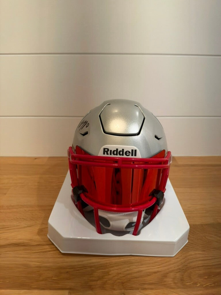 Christian Gonzalez Signed Patriots SpeedFlex MIDI Helmet Red Visor Beckett