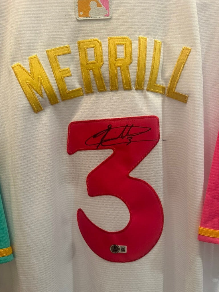 Jackson Merrill Signed San Diego Padres Nike City Connect Jersey XL Beckett