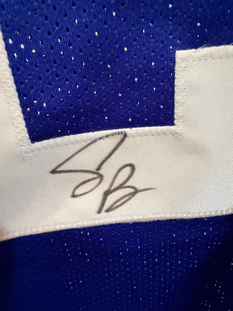 Saquon Barkley Signed New York Giants #26 Blue Custom Jersey XL Beckett