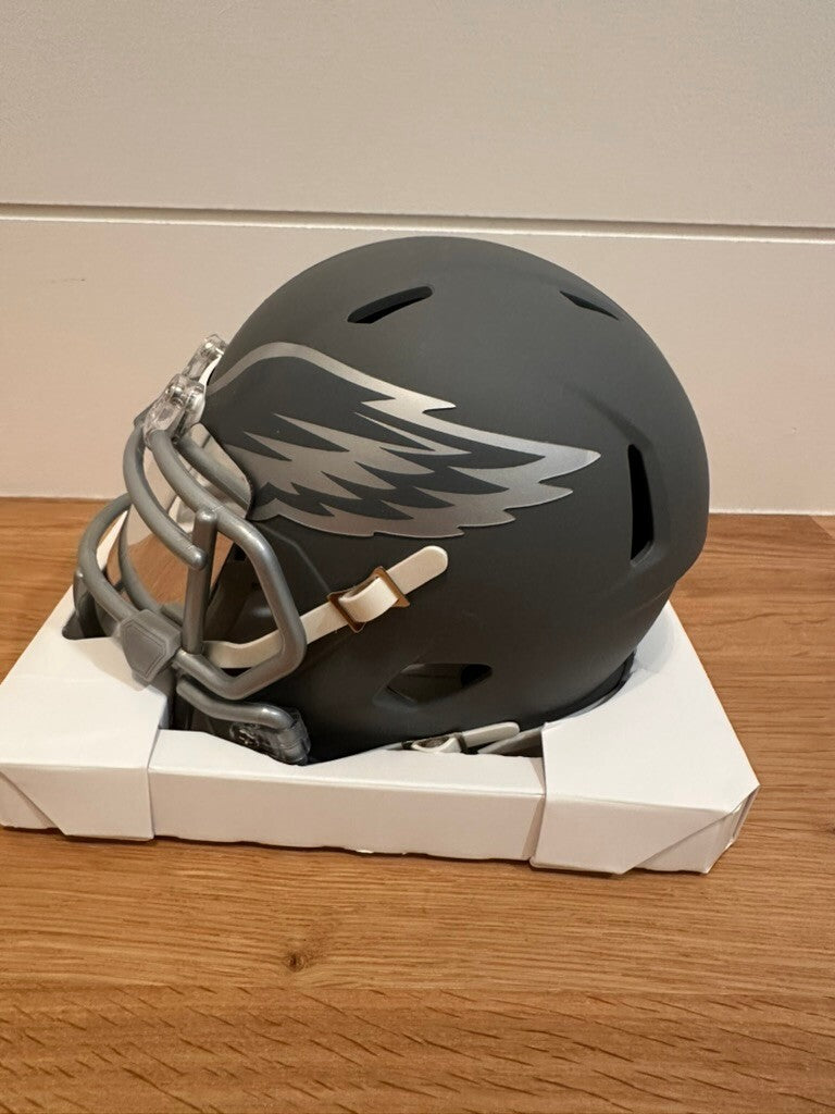 A.J. Brown Signed Eagles Slate Speed Mini Helmet Beckett Witnessed BAS #11