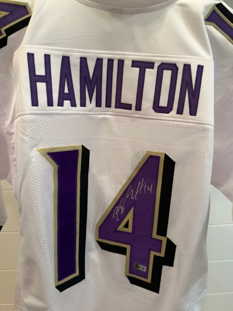 Kyle Hamilton Signed Baltimore Ravens White Custom Jersey #14 Beckett BAS