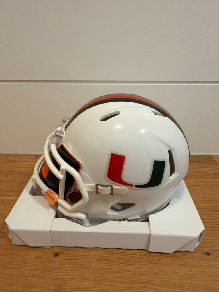 Clinton Portis Signed Miami Hurricanes Speed Mini Helmet Beckett Custom Visor