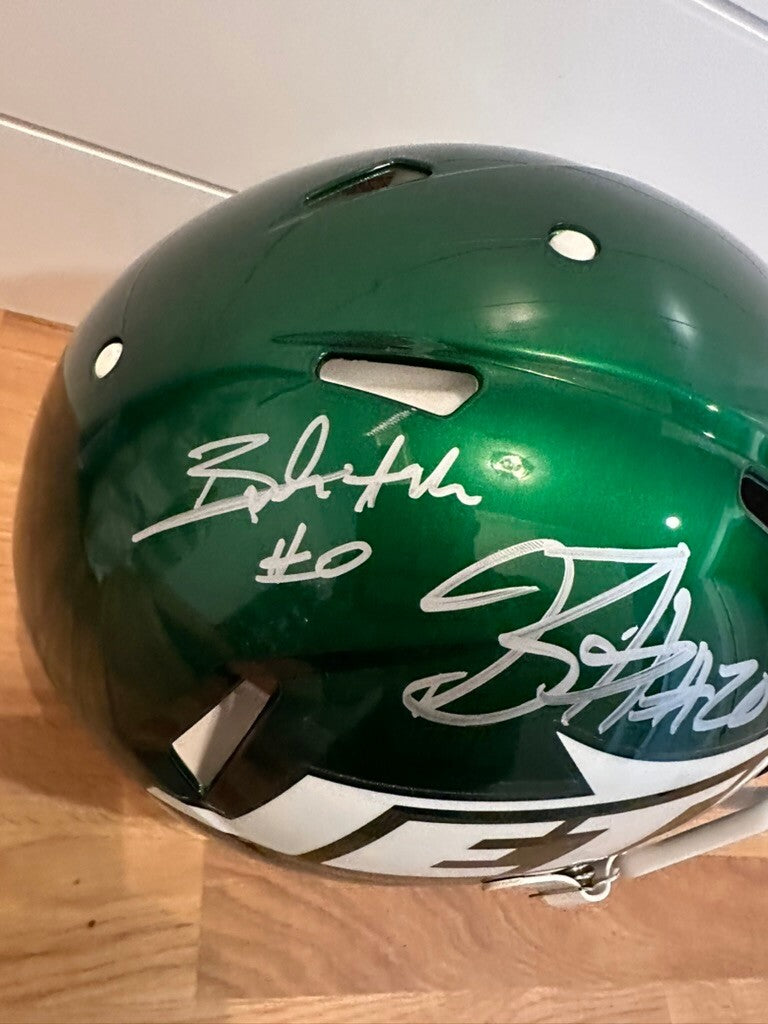 Breece Hall Braelon Allen Signed Jets Full Size Speed Authentic Helmet Fanatics