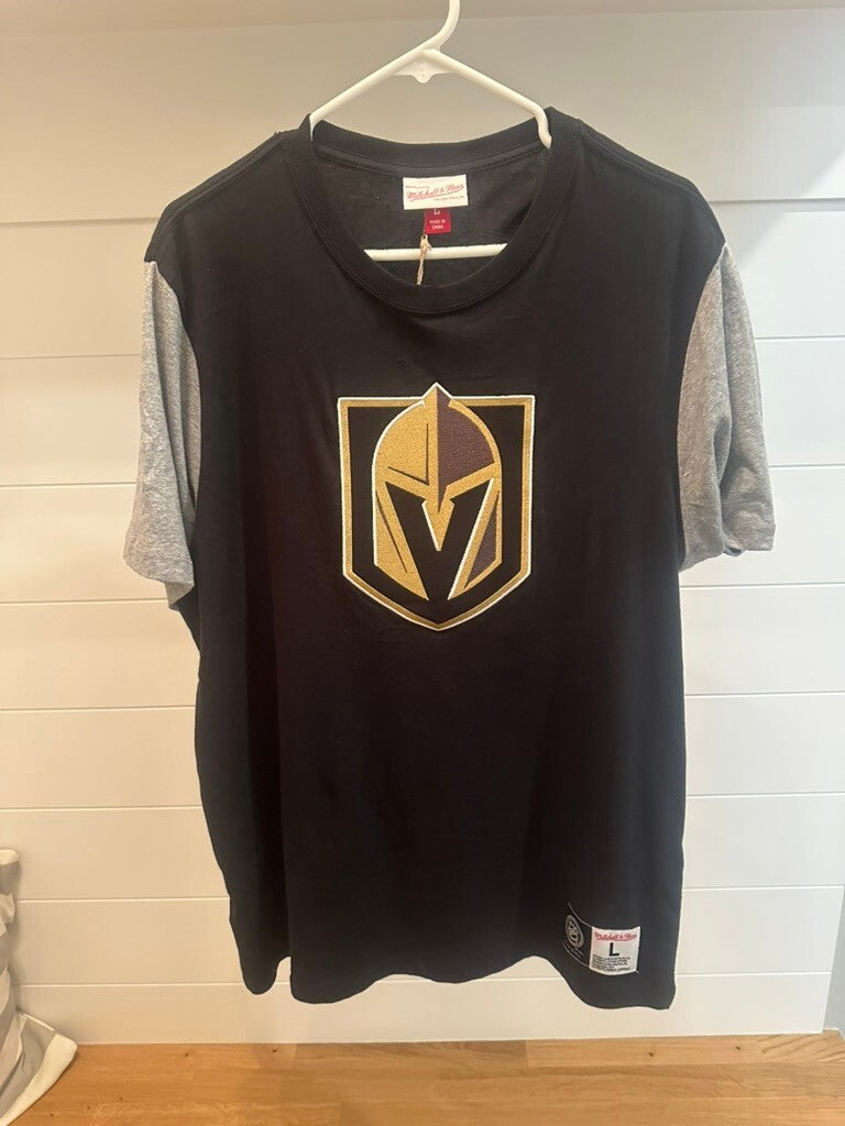Vegas Golden Knights Mitchell & Ness NHL Logo T-Shirt Black Gray Size Large