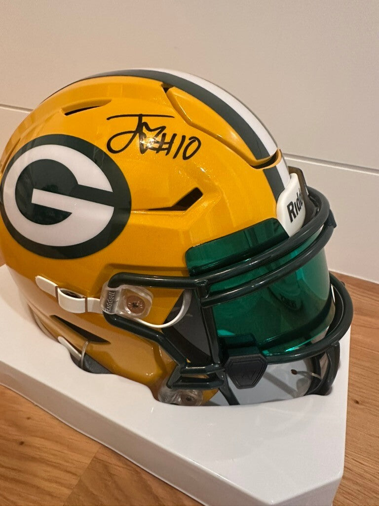 Jordan Love Signed Packers Riddell SpeedFlex MIDI Helmet Beckett Green Visor