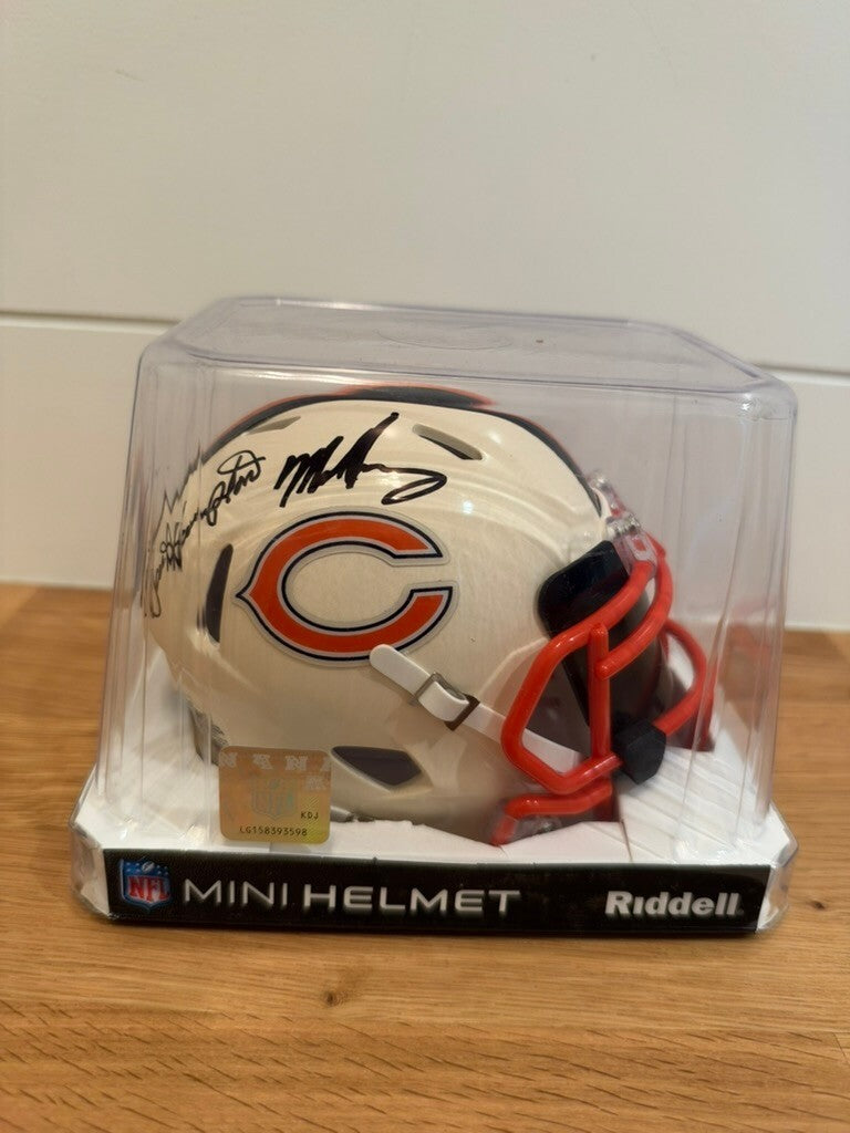 Mike Singletary & Dan Hampton Signed Bears Retro Speed Mini Helmet JSA V
