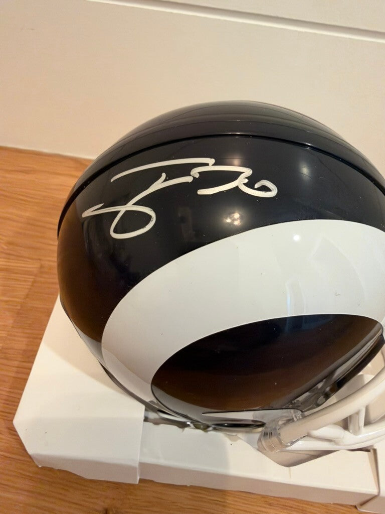 Todd Gurley Signed LA Rams Riddell Mini Helmet Navy White Beckett COA