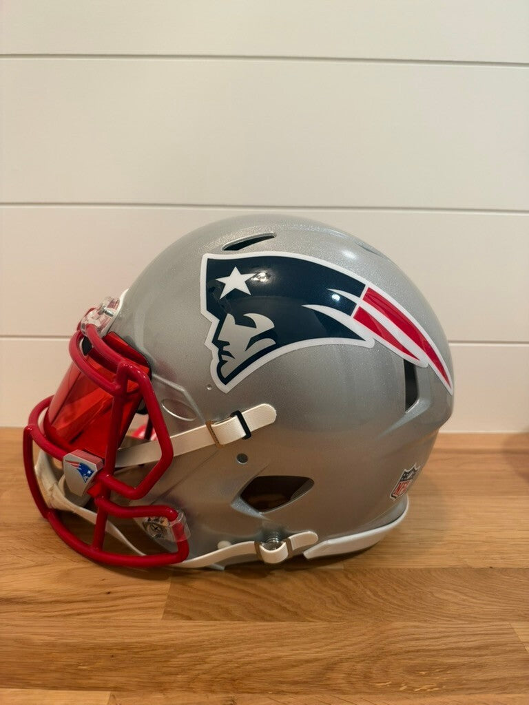 Christian Gonzalez Signed Patriots Speed Authentic Helmet Beckett Red Visor