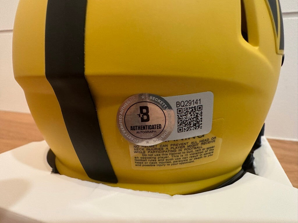 Mike Sainristil Signed Washington Commanders Rave Yellow Speed Mini Helmet BAS