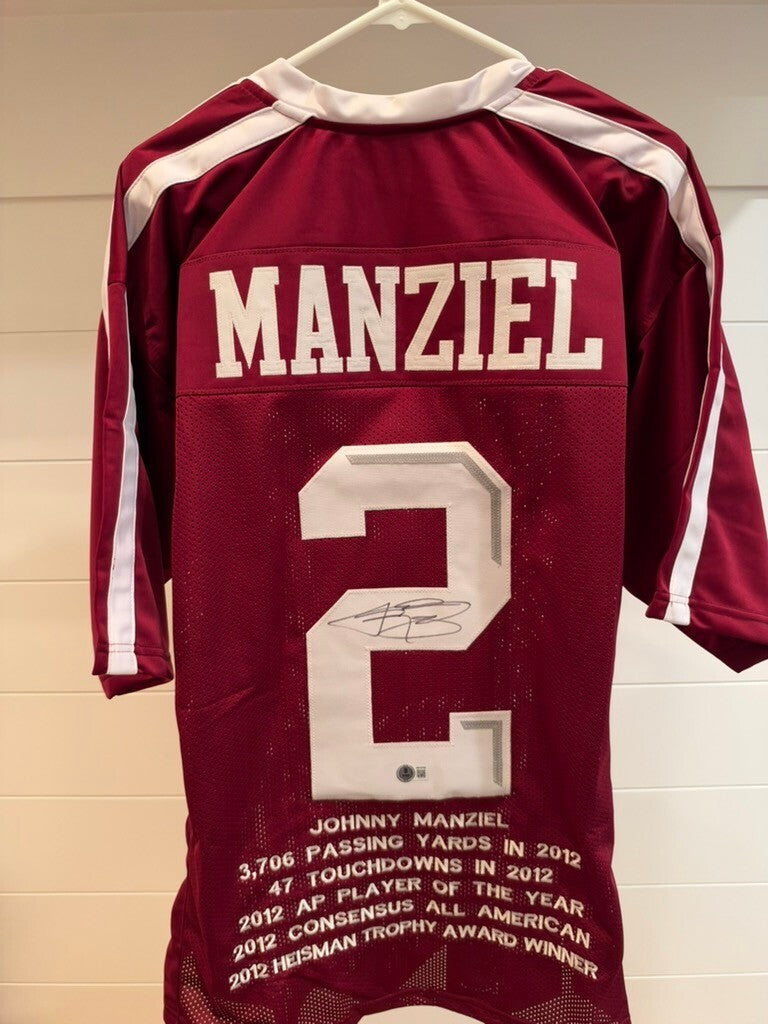 Johnny Manziel Signed Texas A&M Custom Stat Jersey XL Heisman Beckett BAS