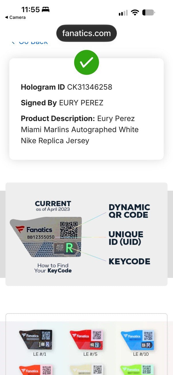 Eury Perez Signed Miami Marlins Nike Replica Jersey White Large Fanatics MLB