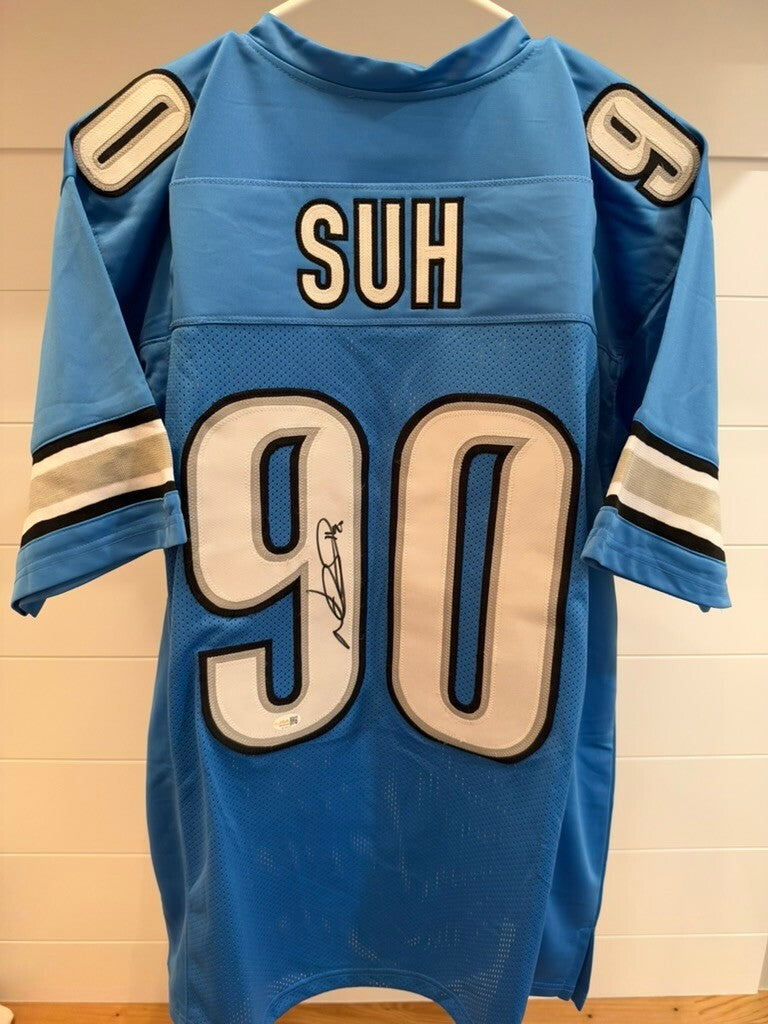 Ndamukong Suh Signed Detroit Lions Custom Jersey XL Blue #90 JSA Witnessed