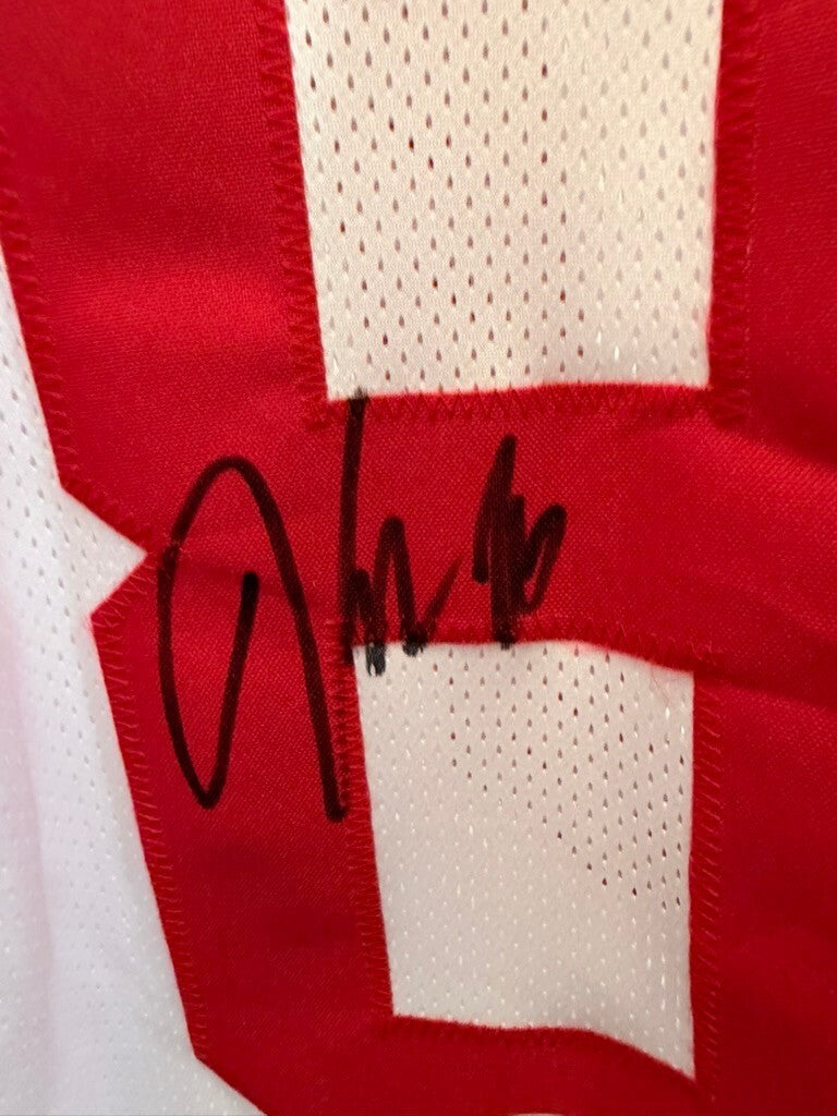 Jeremy Shockey Signed NY Giants #80 White Custom Jersey XL Leaf Witnessed