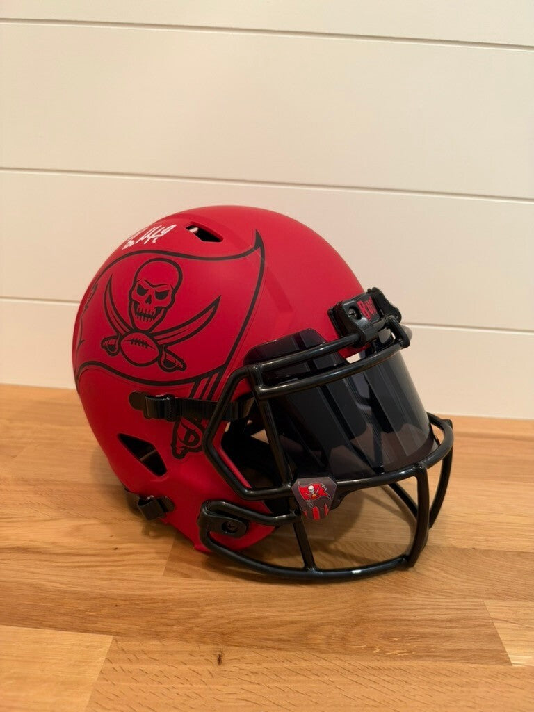 Baker Mayfield Signed Buccaneers Full Size Replica Helmet Red Visor Beckett