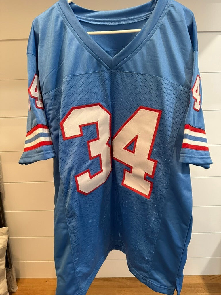Earl Campbell Signed Houston Oilers #34 Baby Blue Jersey BAS Beckett Witnessed