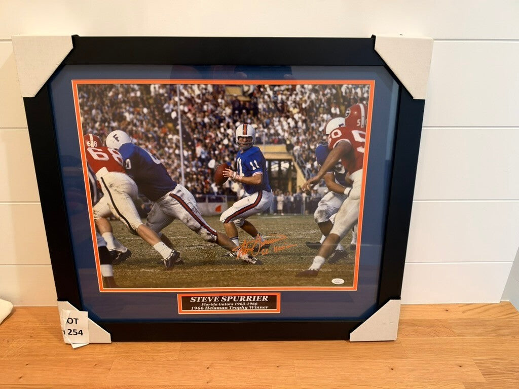 Steve Spurrier Signed Framed 16x20 Photo Florida Gators 66 Heisman JSA 27x23