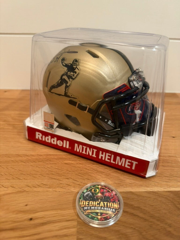 Ricky Williams Signed Gold Heisman Mini Helmet Custom Texas Visor Prime Time