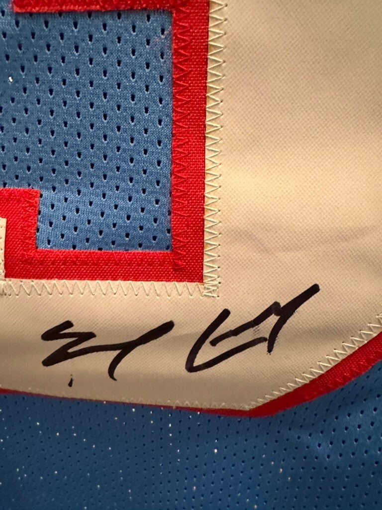Earl Campbell Signed Houston Oilers #34 Baby Blue Jersey BAS Beckett Witnessed