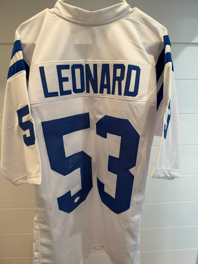 Darius Shaquille Leonard Signed Colts #53 White Custom Jersey XL JSA COA