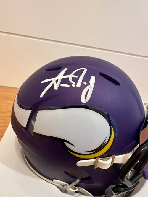 Aaron Jones Signed Vikings Riddell Speed Mini Helmet BAS Witnessed