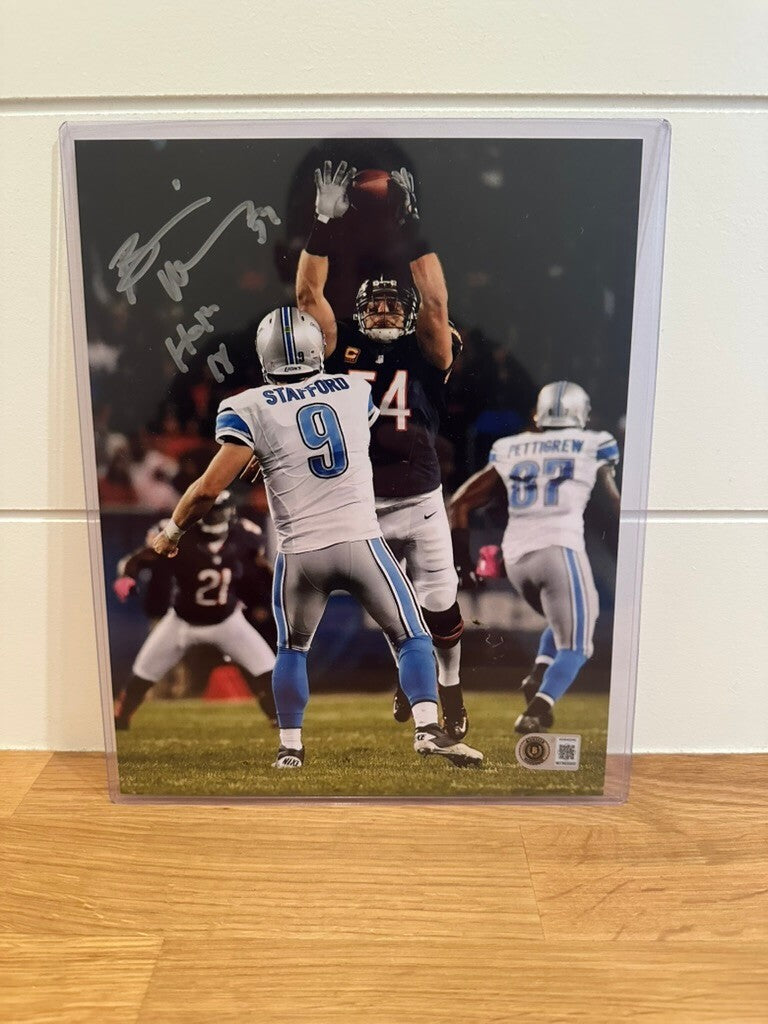 Brian Urlacher Signed Chicago Bears 8X10 Photo HOF 18 Beckett Witnessed