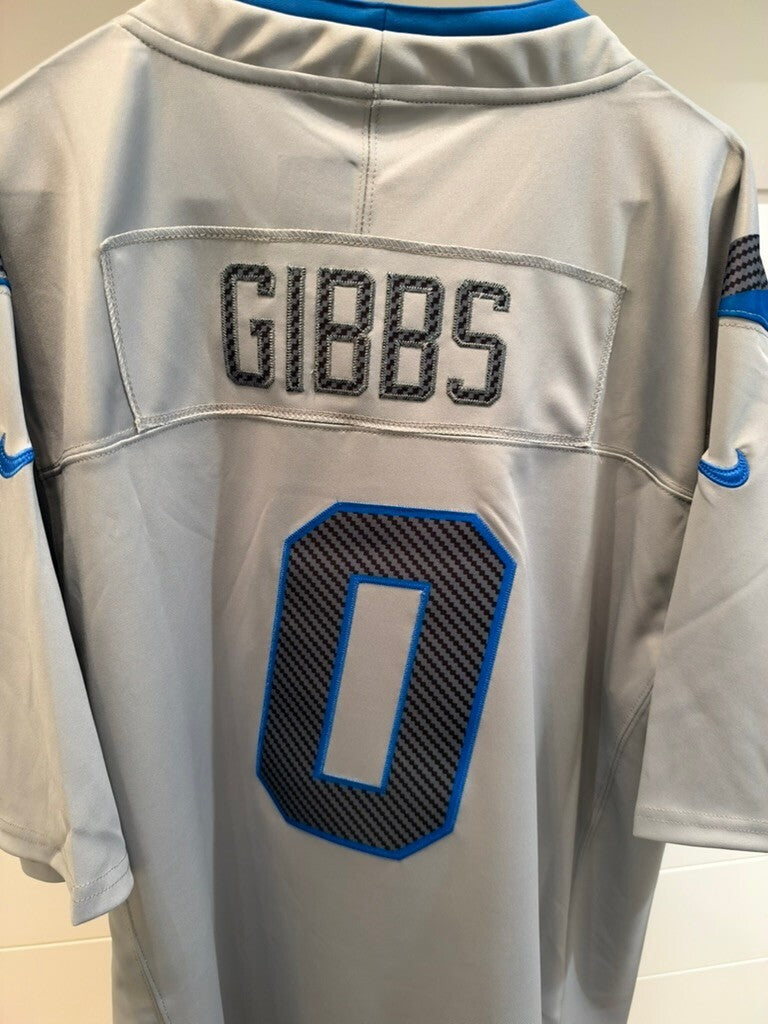 Jahmyr Gibbs Detroit Lions #0 Silver Rivalries Style Jersey Large Unsigned
