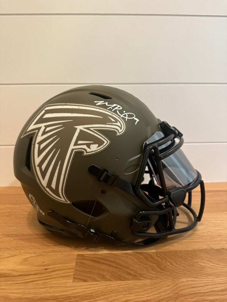 Michael Penix Jr Signed Falcons Salute to Service Authentic Full Size Helmet BAS