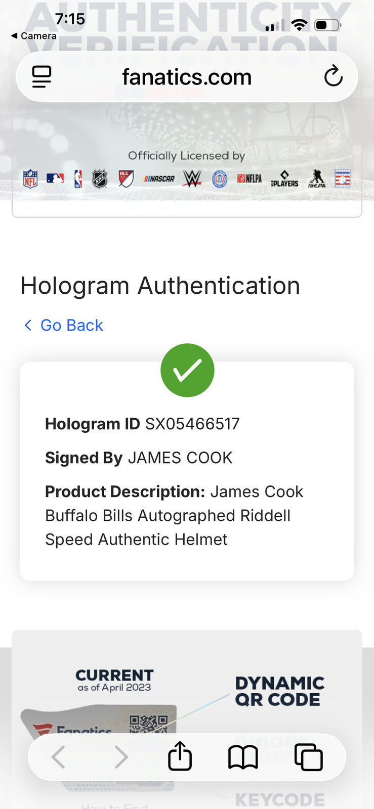 James Cook Signed Buffalo Bills 2024 Salute to Service FullSize Authentic Helmet
