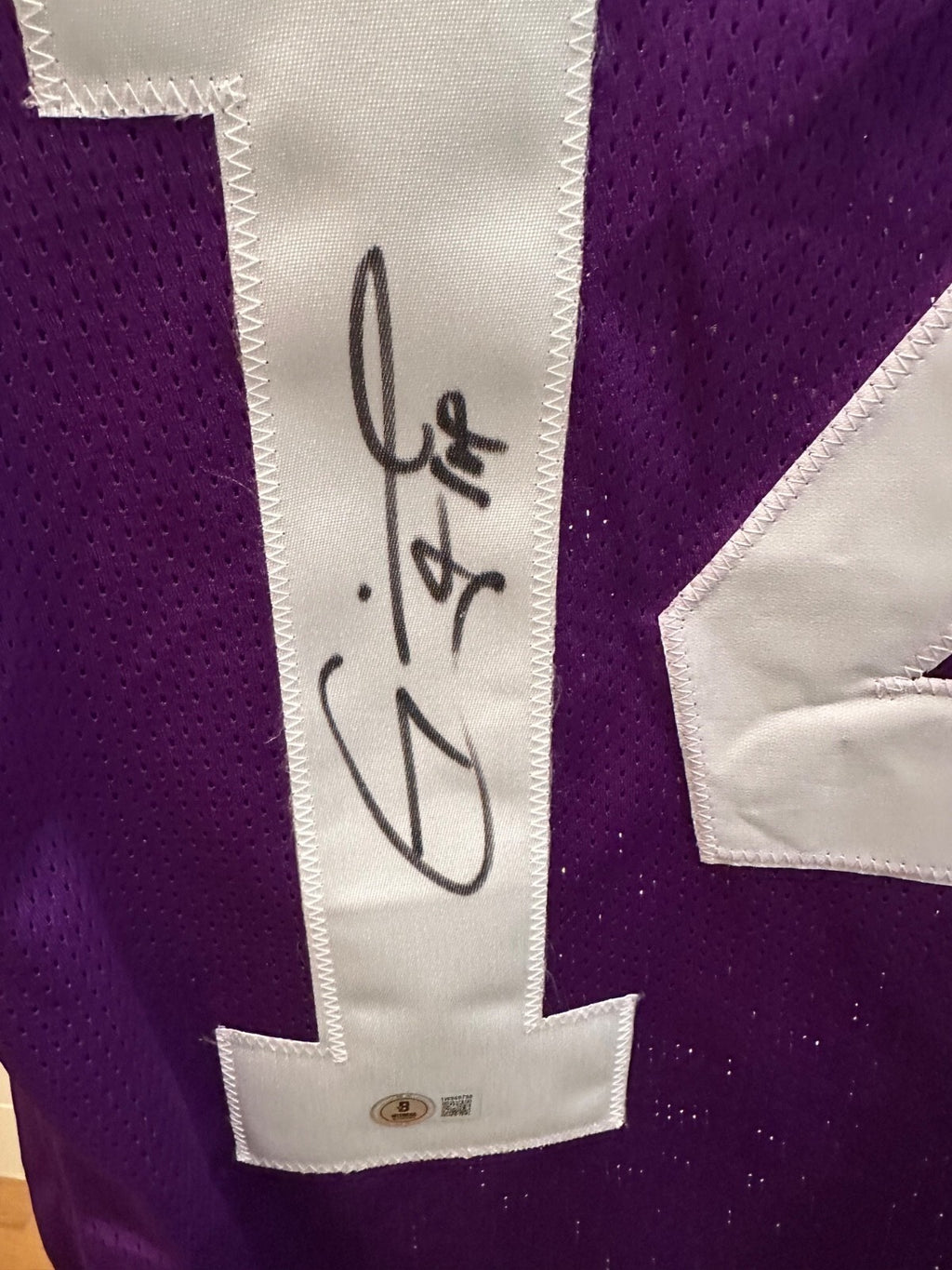 Michael Clayton Signed LSU Tigers #14 Purple Jersey – Beckett Witnessed