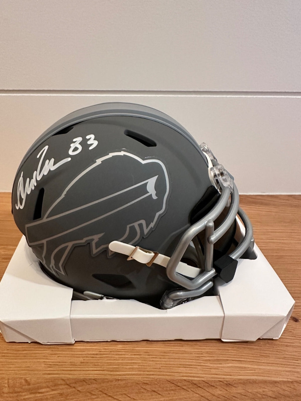 Andre Reed Signed Buffalo Bills Slate Mini Helmet with visor– JSA Witnessed