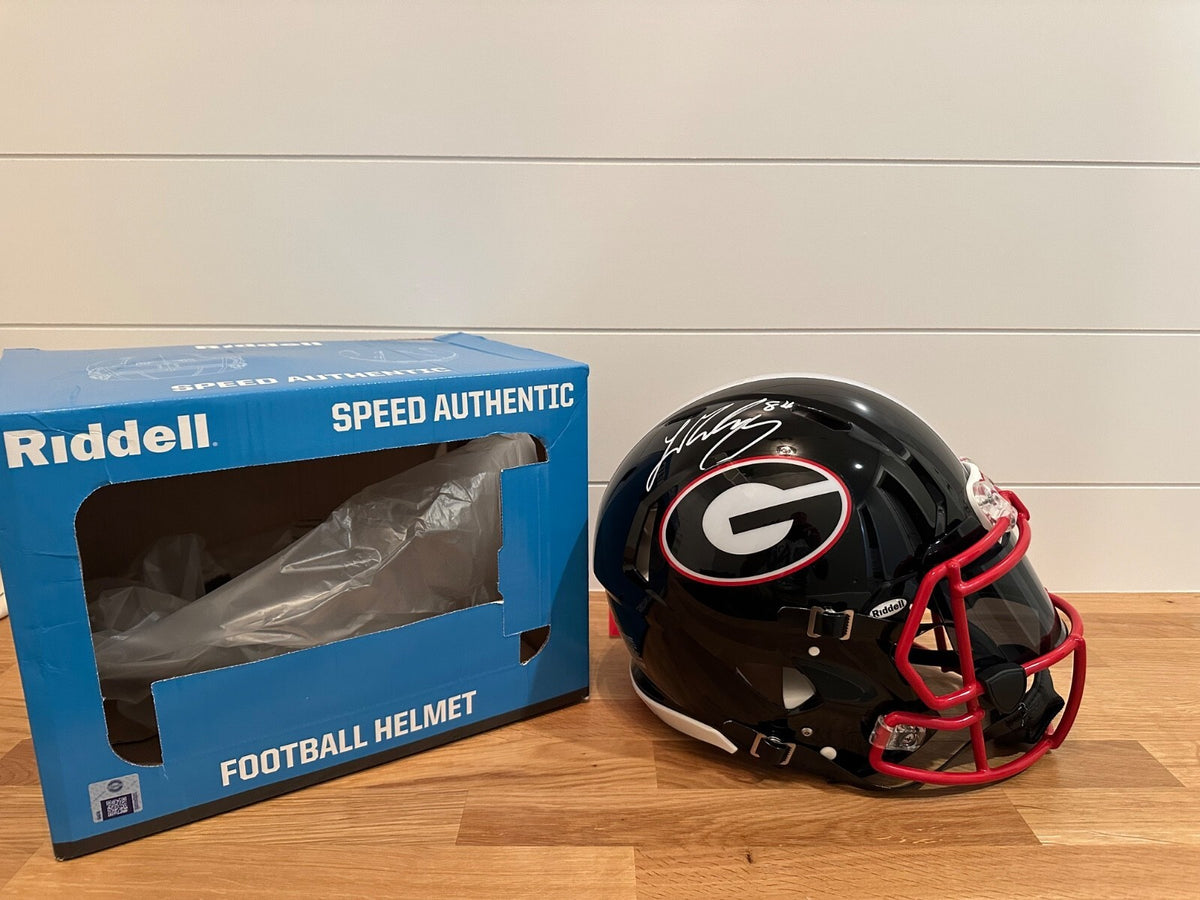 Ladd McConkey Signed Georgia Bulldogs Riddell Speed Authentic Helmet BAS