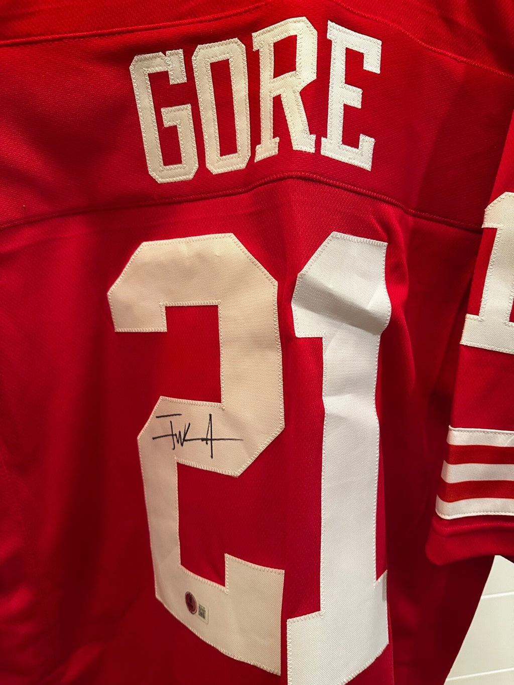 Frank Gore Signed 49ers Custom Jersey — Beckett Witness Certified