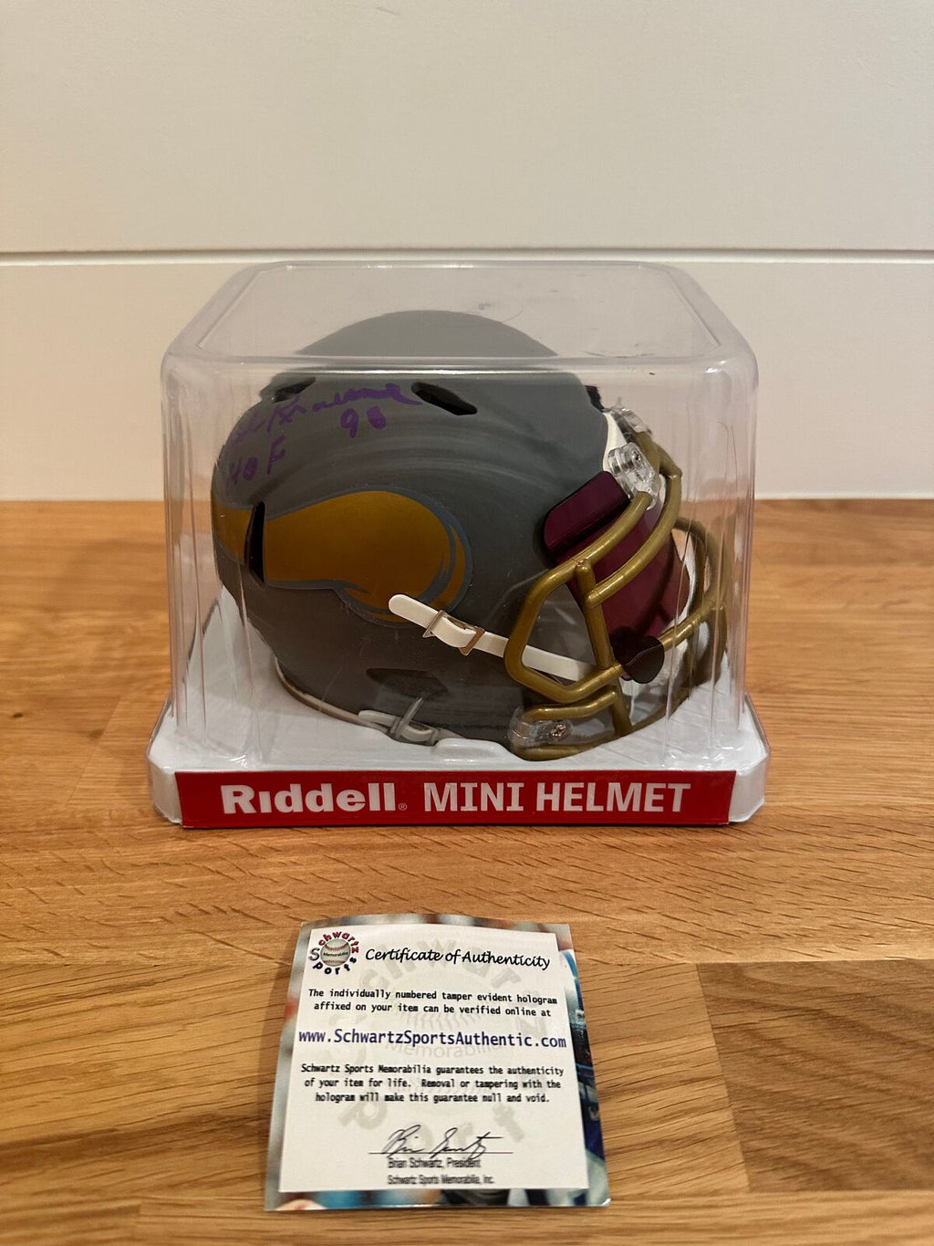 Paul Krause Signed Minnesota Vikings Slate Riddell Speed Mini Helmet — HOF 98