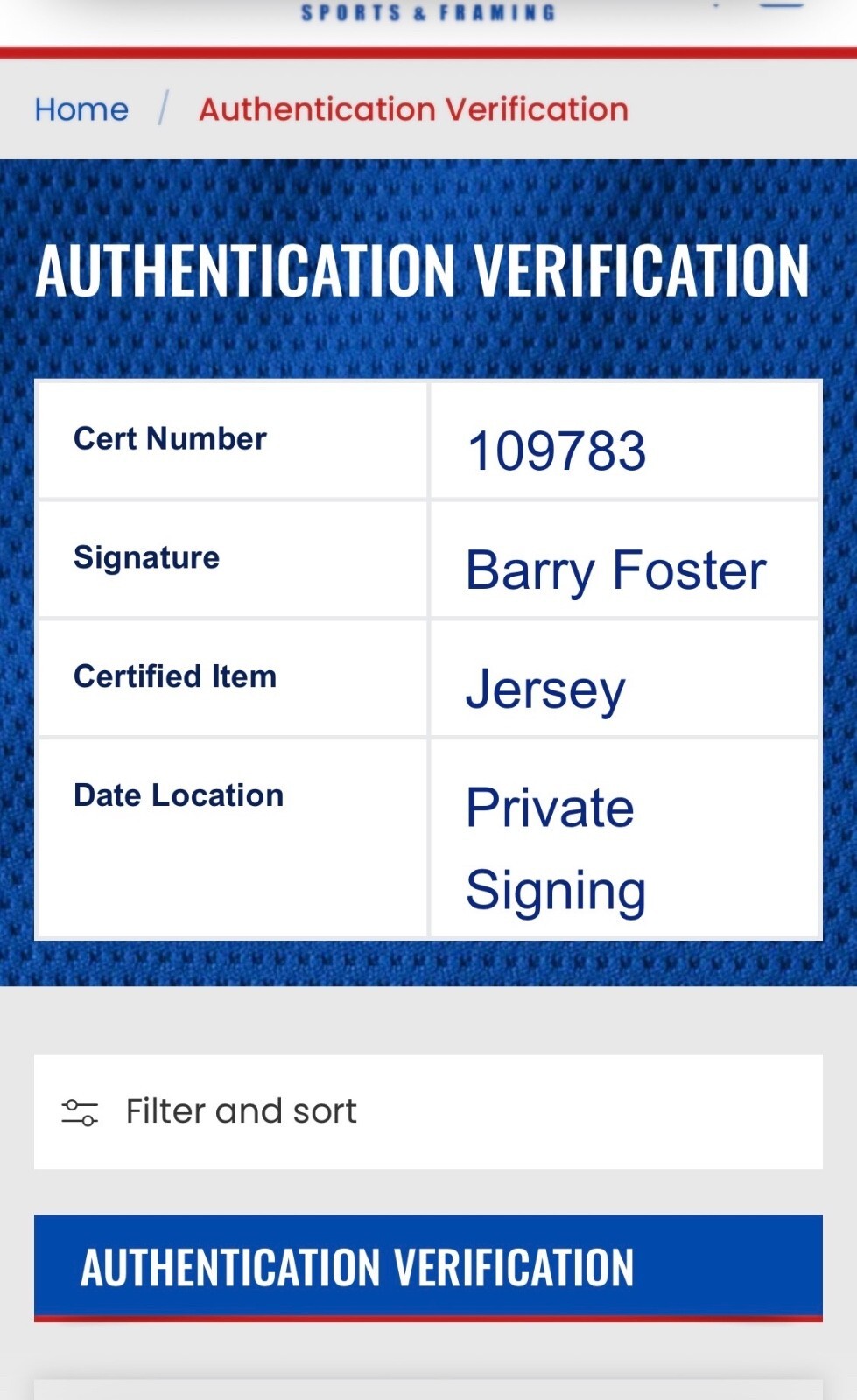 Barry Foster Signed Pittsburgh Steelers #29 Jersey – Prime Time COA