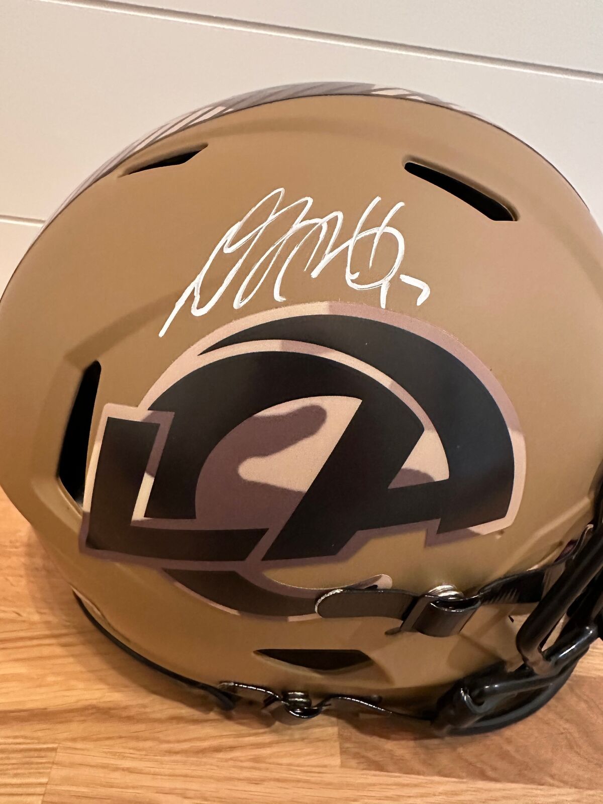 Davante Adams Signed LA Rams Salute to Service Full-Size Authentic Helmet –