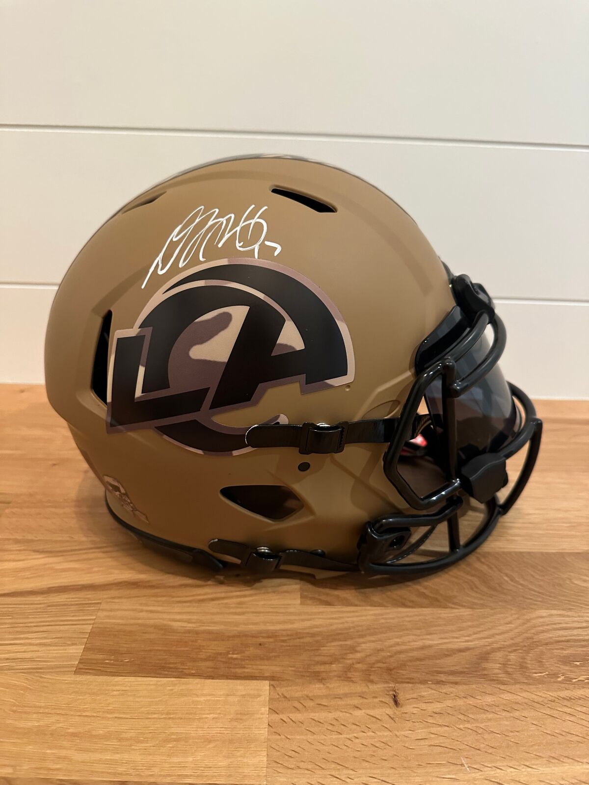 Davante Adams Signed LA Rams Salute to Service Full-Size Authentic Helmet –