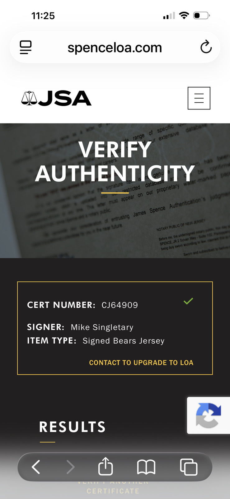 Mike Singletary Signed Chicago Bears Jersey – JSA Certified HOF 98